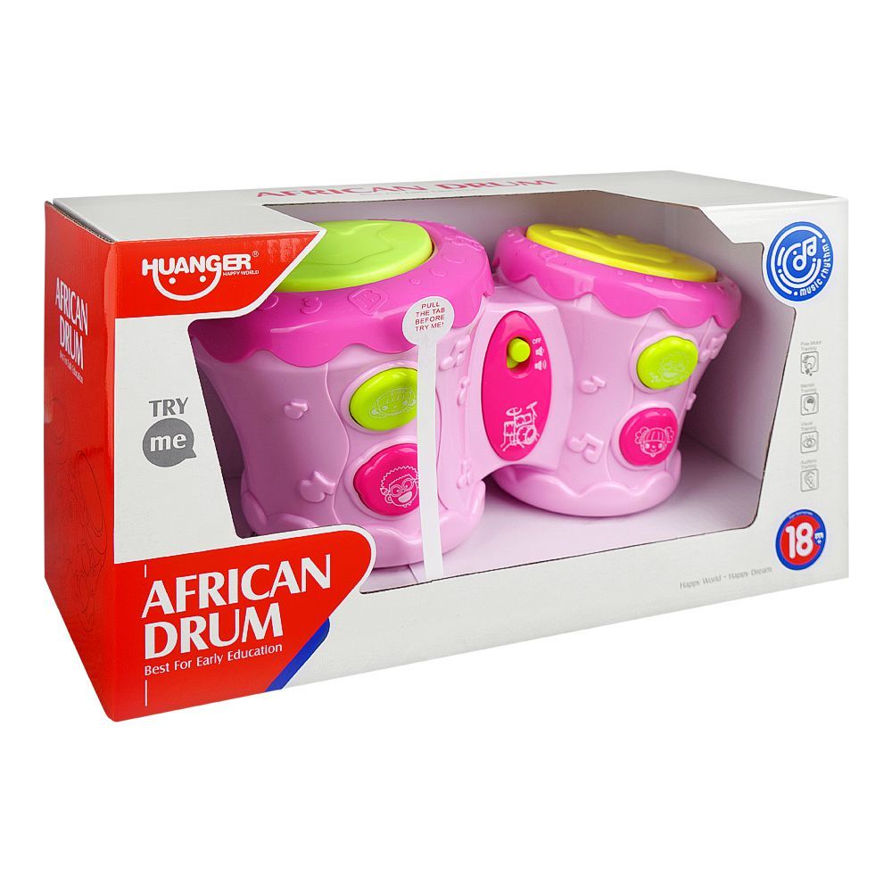 Huanger African Drum With Light & Music For 18m+ Pink Artificial
