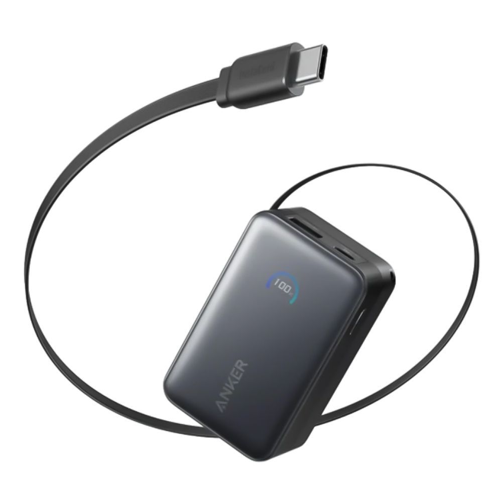 Anker Nano Power Bank 10000mAh 45W Built In USB C Cable Black