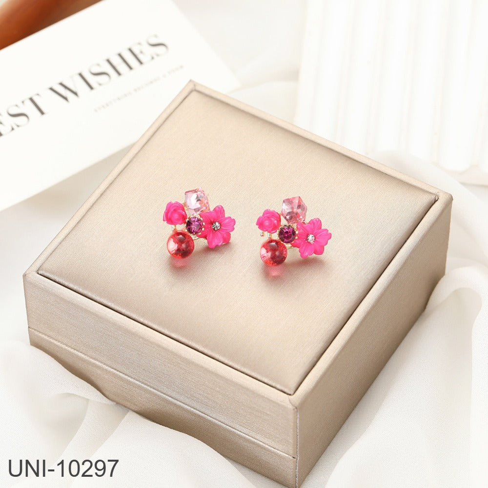 Hot Pink Flowers Earring
