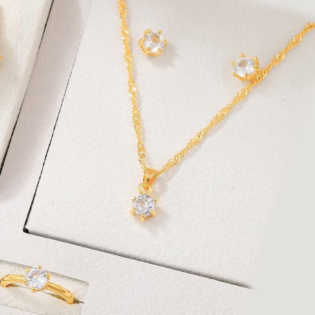 UNI-10561 - Crystal Diamond Gold - Jewelry Set