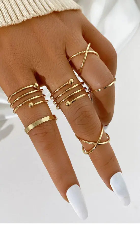 Gold Foil Ring Set Of 6