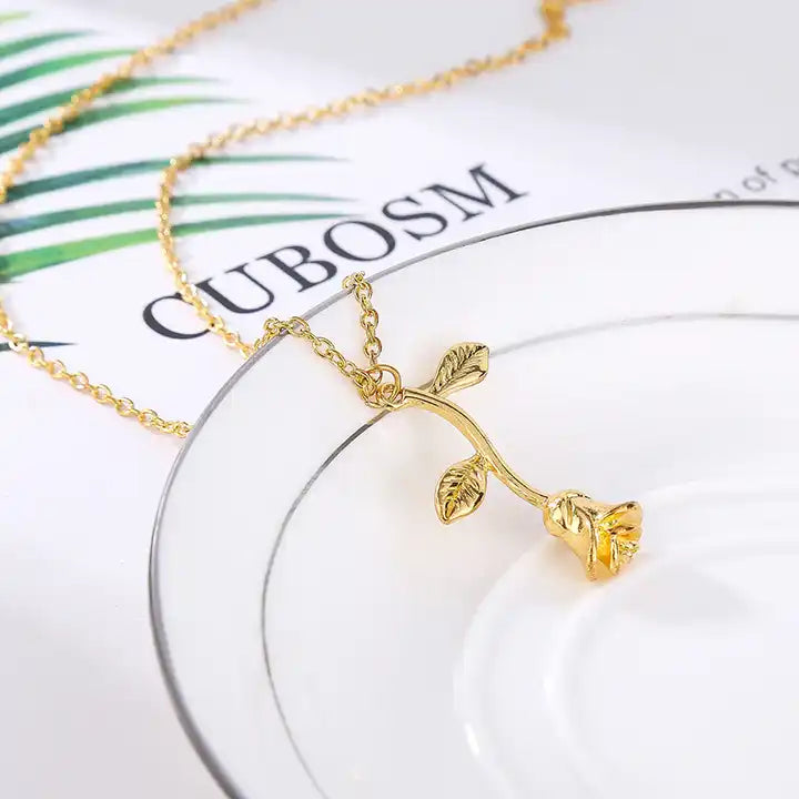 Gold Rose Flower Necklace