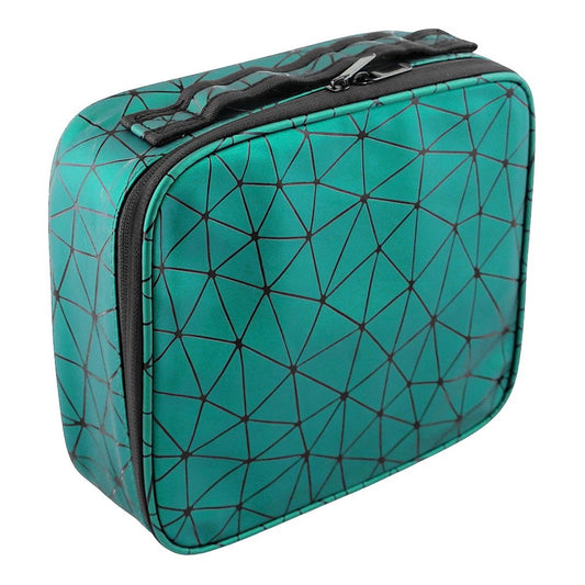 AJF PU Diamond Print Cosmetic Bag Organizer, Large, 25 x 22 x 8cm, Green