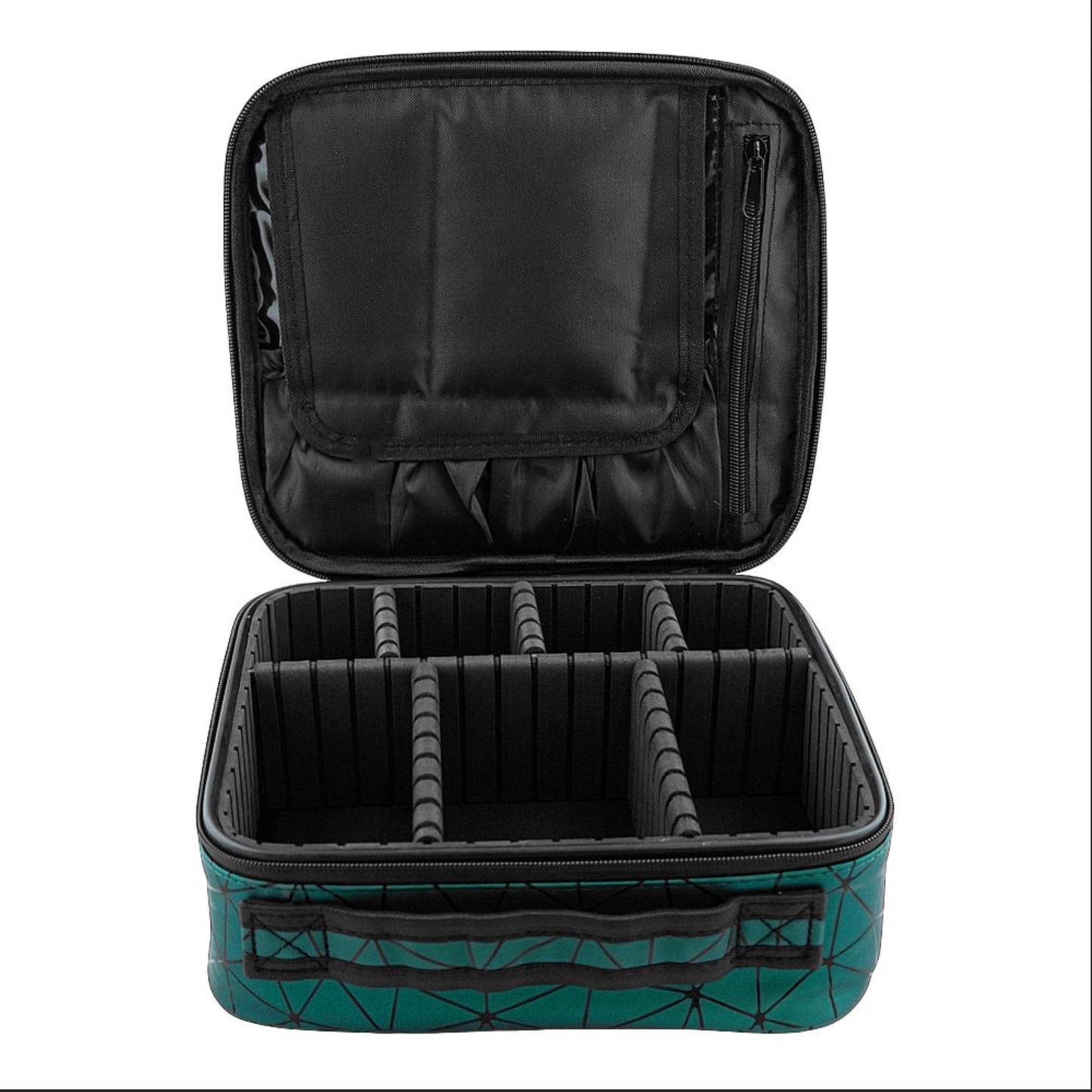 AJF PU Diamond Print Cosmetic Bag Organizer, Large, 25 x 22 x 8cm, Green