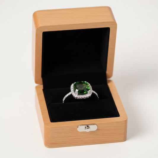 UNI-11923 - Green Diamond Silver - Ring