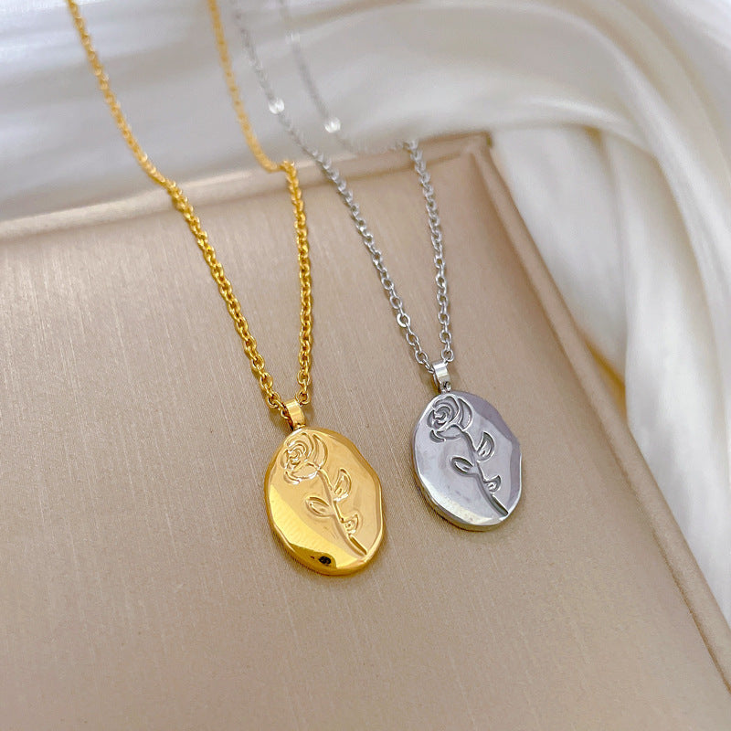 SS-12062 - Silver Plated Rose - Necklace