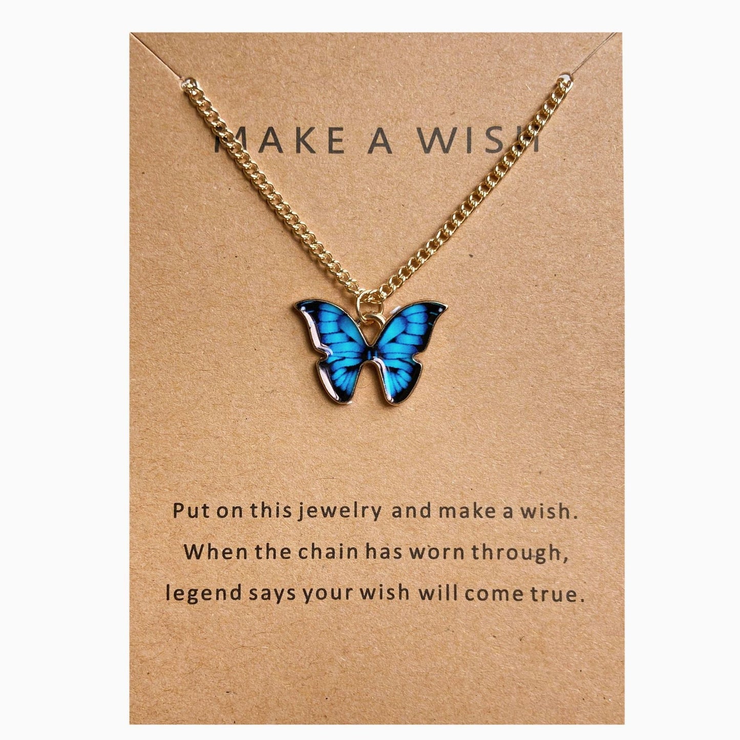 UNI-10635 - Blue Butterfly Gold - Necklace