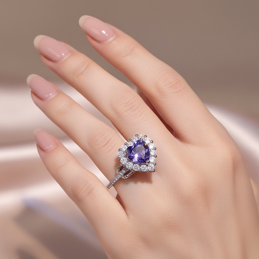 UNI-11038-3 - Heart Purple Dimond - Ring