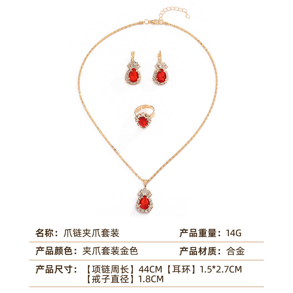 UNI-11289 - Red Diamond Gold - Jewelry Set