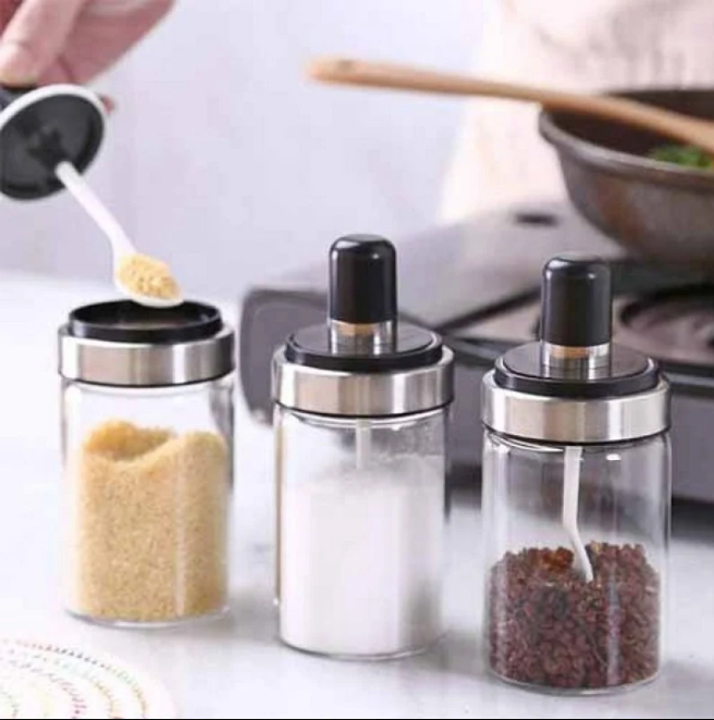Kitchen Condiment Jar with Spoon