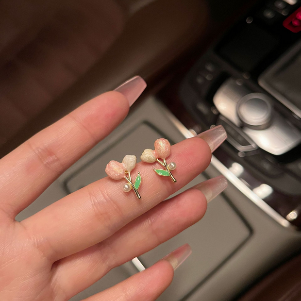 UNI-10320 - Pink Flower Rose - Earring