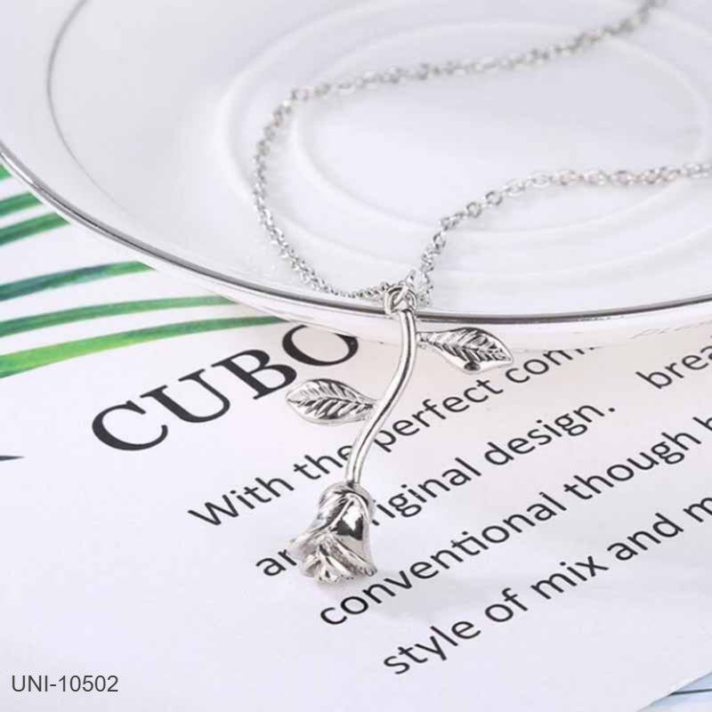 Silver Rose Flower Necklace