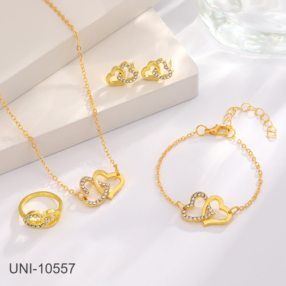 Gold Blinky Heart Jewellery Set