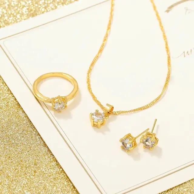 UNI-10561 - Crystal Diamond Gold - Jewelry Set