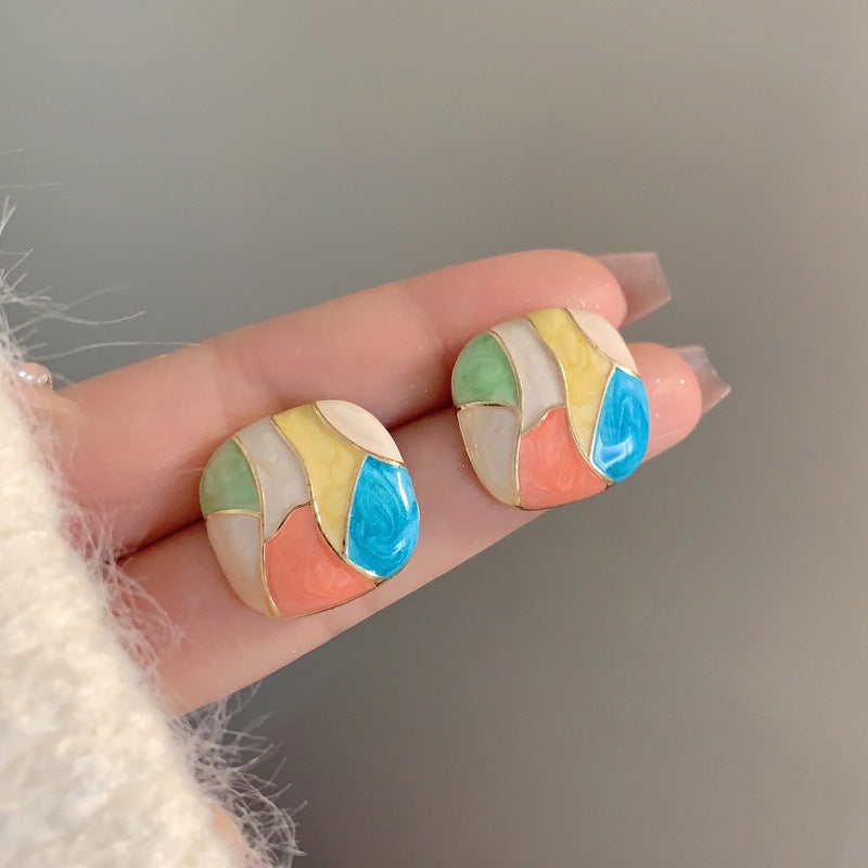 UNI-10412 - Watercolor Enameled Foiled - Earring