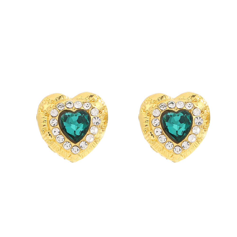 UNI-10543 - Green Crystal Diamond Gold - Jewelry Set