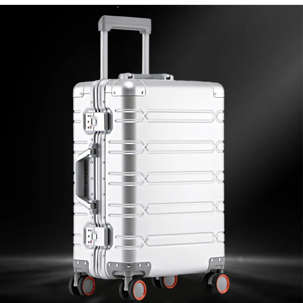 Minimalist Silver Aluminum Large Check-in Suitcase - image 2