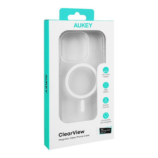 Aukey Clear View Magnetic Clear Phone Case, Transparent, For iPhone 2023 Pro 6.1", PC-TM10C