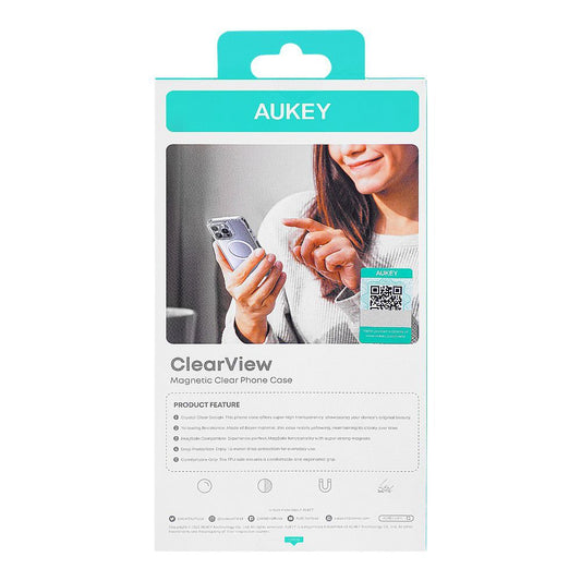 Aukey Clear View Magnetic Clear Phone Case, Transparent, For iPhone 2023 Pro 6.1", PC-TM10C