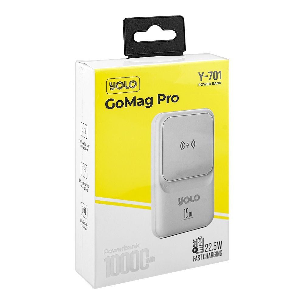 YOLO GoMag Pro 10000mAh 22.5W Wireless Charging Power Bank with MagSafe-Compatible Magnetic Design – Portable Fast Charger (Y-701) – Black
