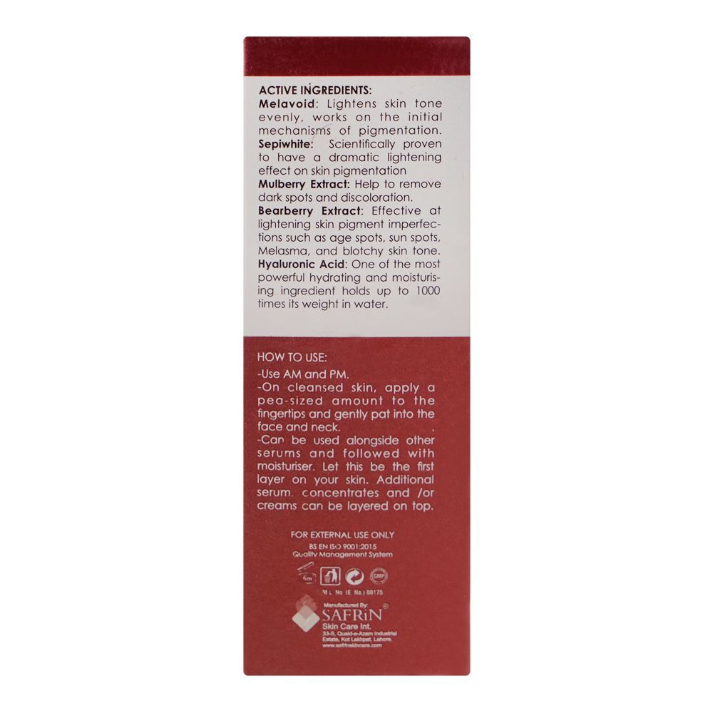 Safrin Skin Care Oxido-Lite Skin Lightening Serum, For Skin Pigmentation, 15ml