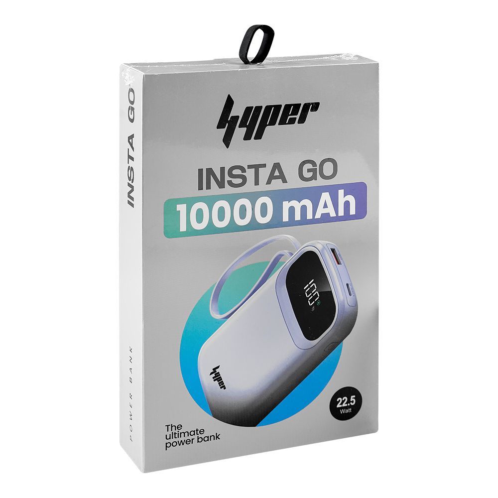 YOLO Hyper Insta Go 10000mAh 22.5W Power Bank with Built-In Type-C & Lightning Cables – Fast Charging Portable Charger