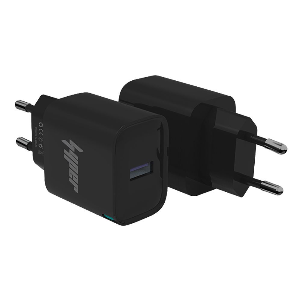 Yolo Hyper Volt Series 20W PD & QC Type-C & USB-A Port Fast Charger With Cable, Black, Y-203