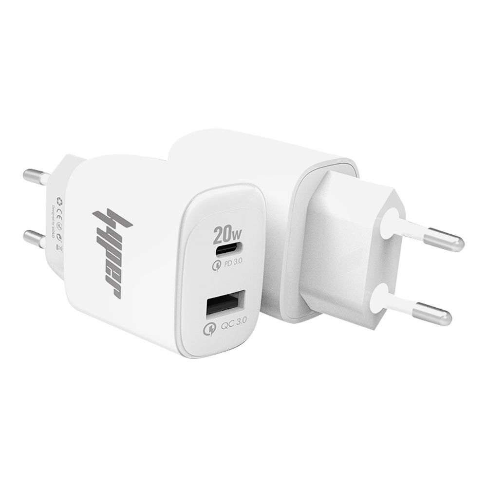 Yolo Hyper Volt Series 20W PD & QC Type-C & USB-A Port Fast Charger With Cable, White, Y-203