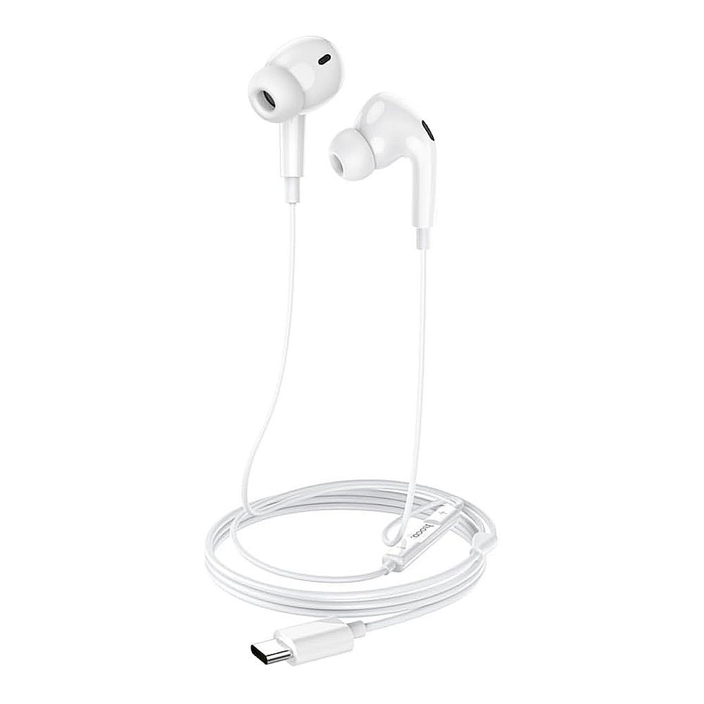 HOCO Pro Crystal Sound USB-C Wire-Controlled Digital Earphones With Microphone, For Huawei, Xiaomi & OnePlus, M101, White