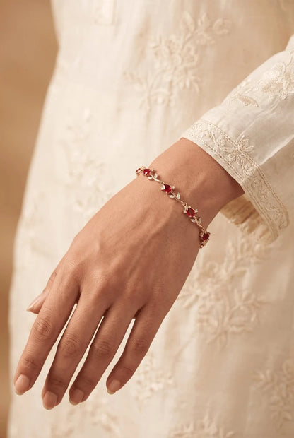 Premium Cubic Zircons & Gems Floral Style Bracelet