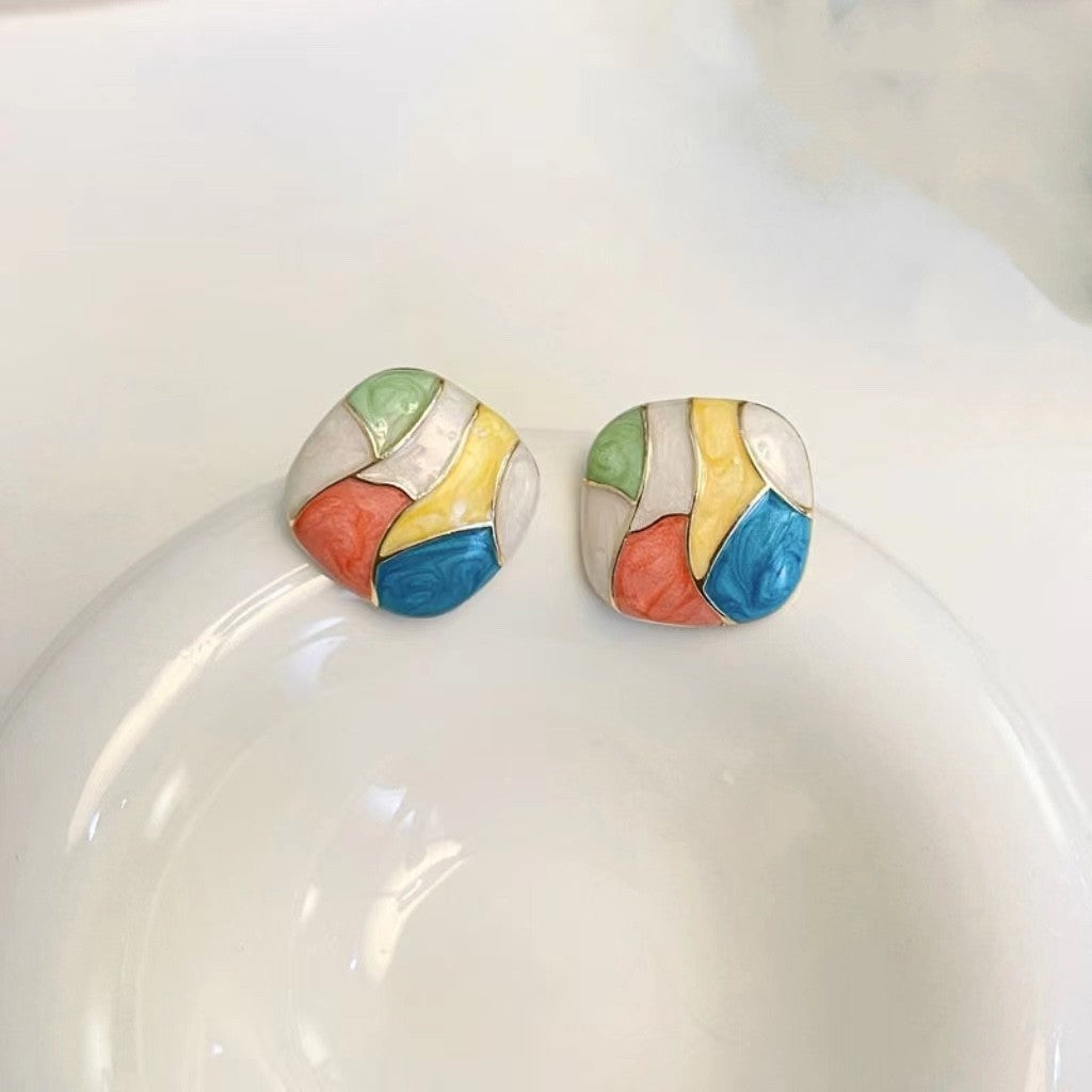 UNI-10412 - Watercolor Enameled Foiled - Earring