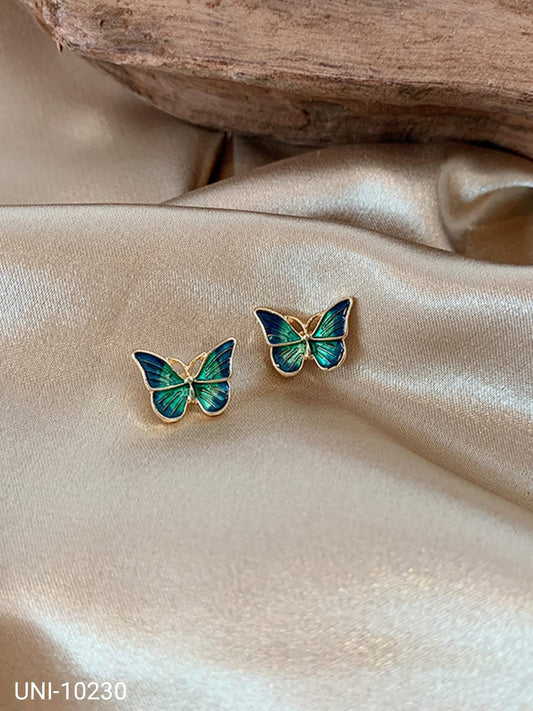 UNI-10230 - Green & Black Butterfly Gold  - Earring