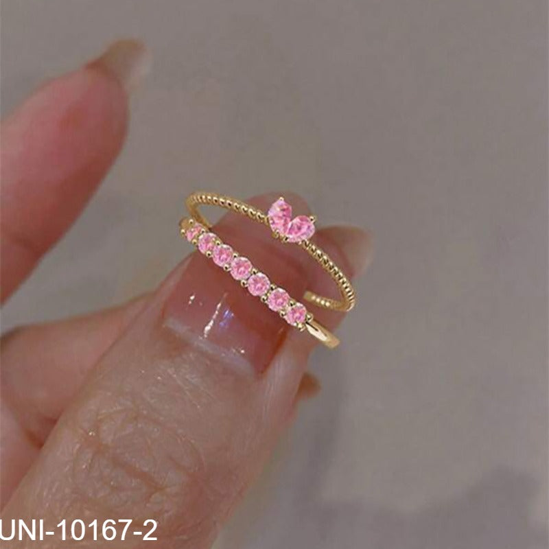 UNI-10167-2 - Pink Diamond Gold - Ring Set Of 2