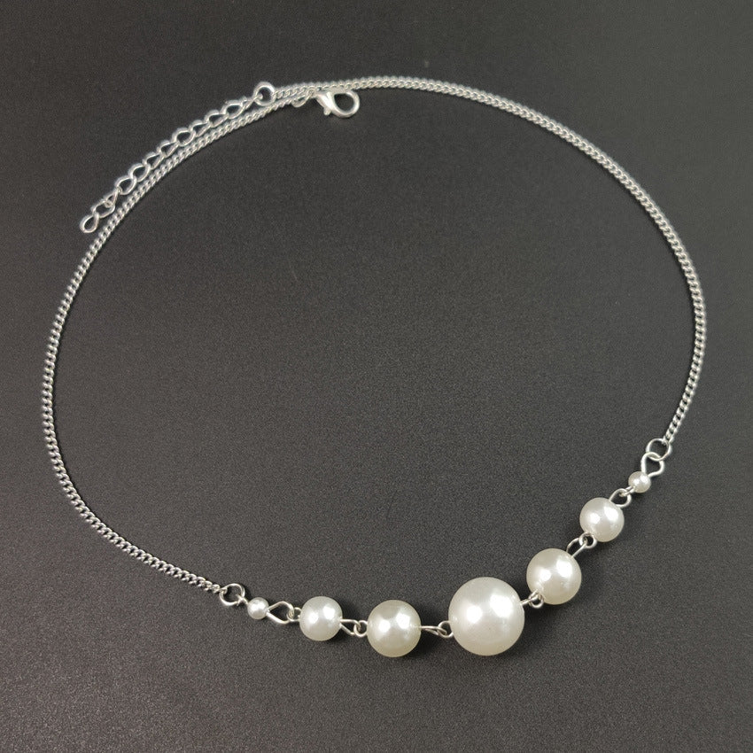 UNI-10452 - White Pearl Silver - Necklace