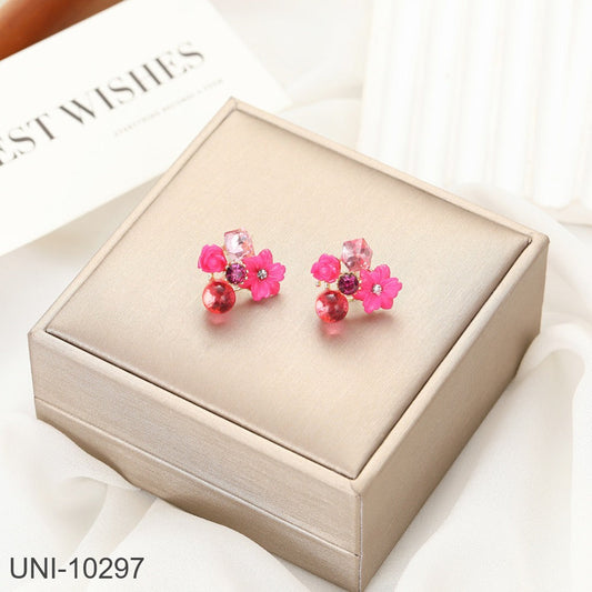 UNI-10297 - Hot Pink Flowers - Earring