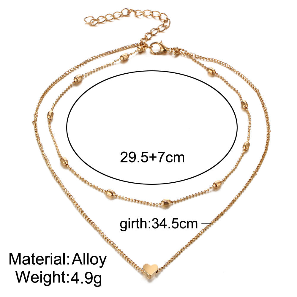 UNI-10617 - Gold Plated Heart Double Layered - Necklace