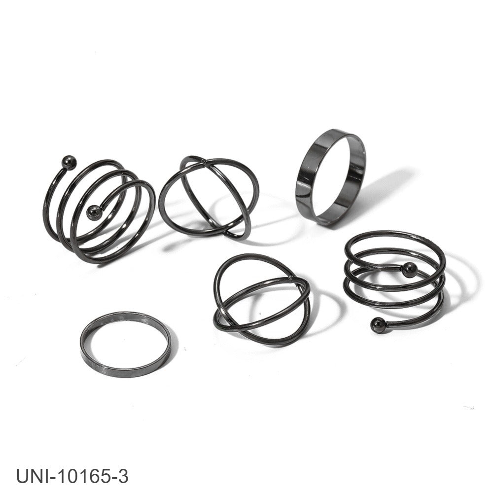 UNI-10165-3  - Black Foil - Ring Set Of 6