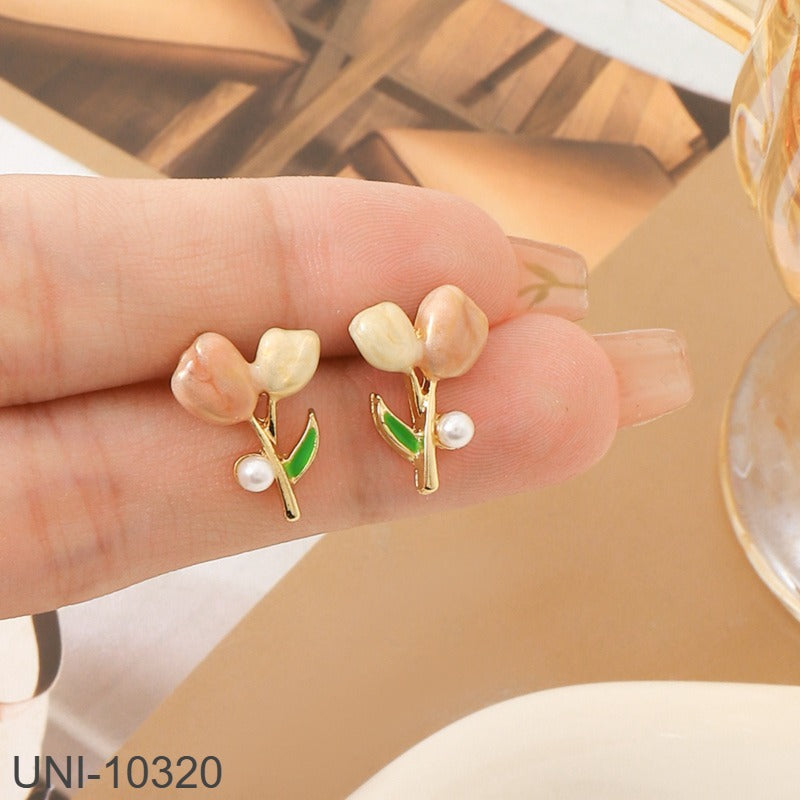 UNI-10320 - Pink Flower Rose - Earring