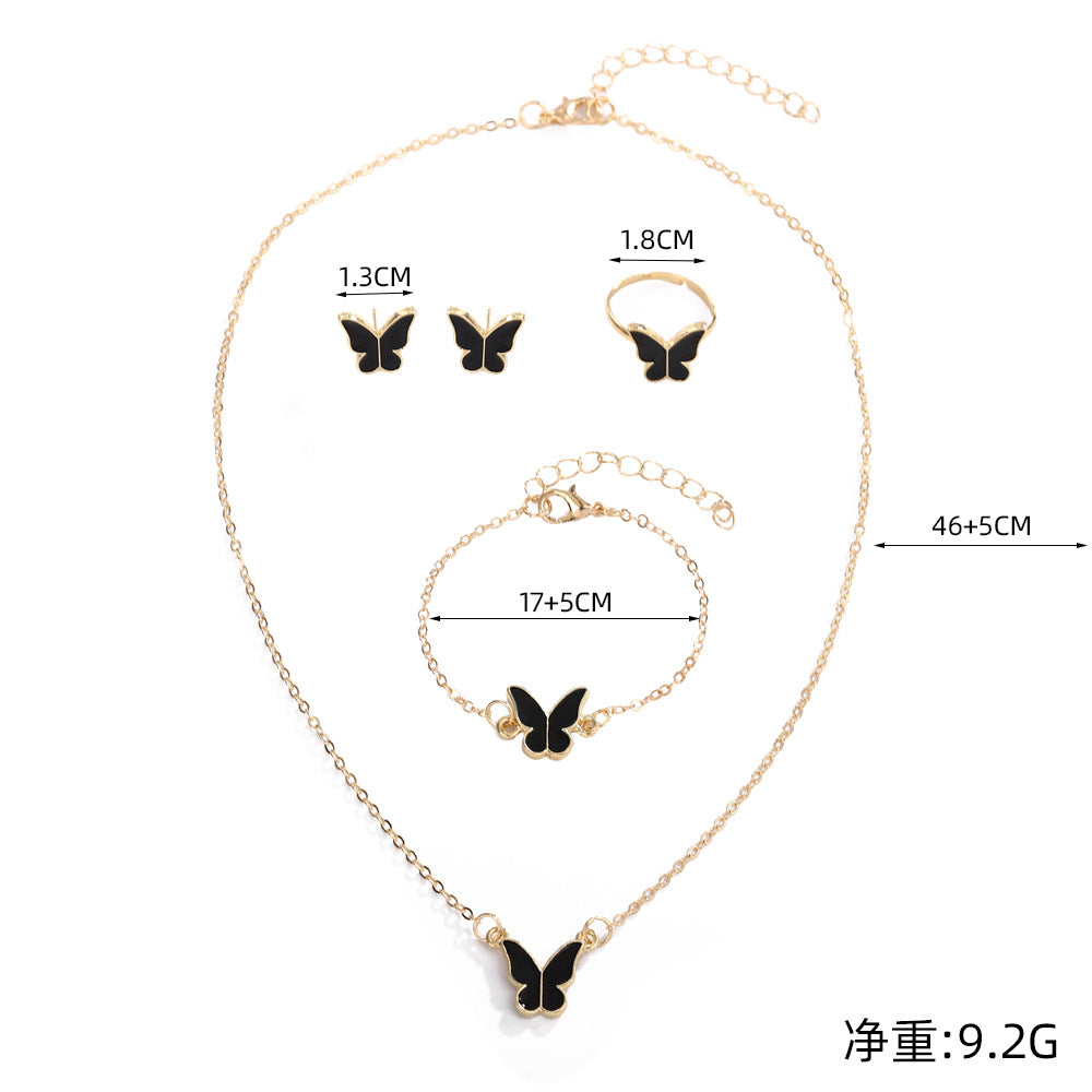 UNI-10549 - Beautiful White Butterfly Gold  - Jewelry Set