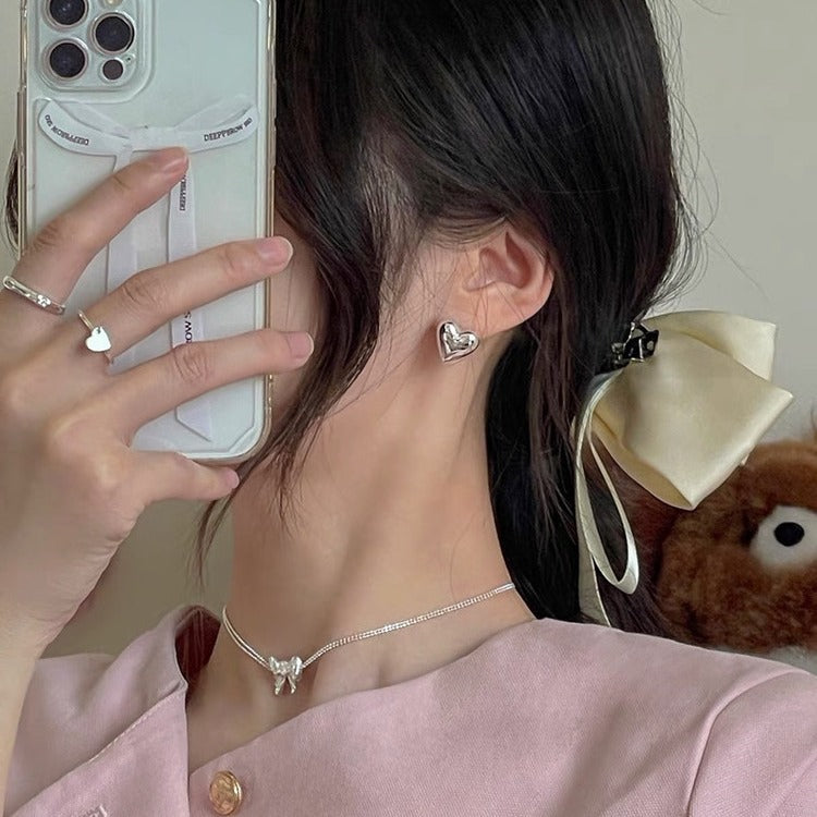 UNI-10392 - Silver Hear - Earring