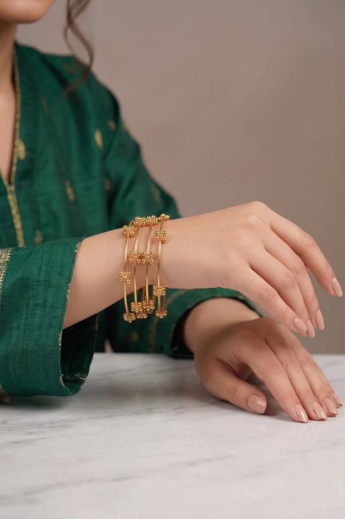 Premium Gold Plated Kashmiri 4 Pieces Bangles Set