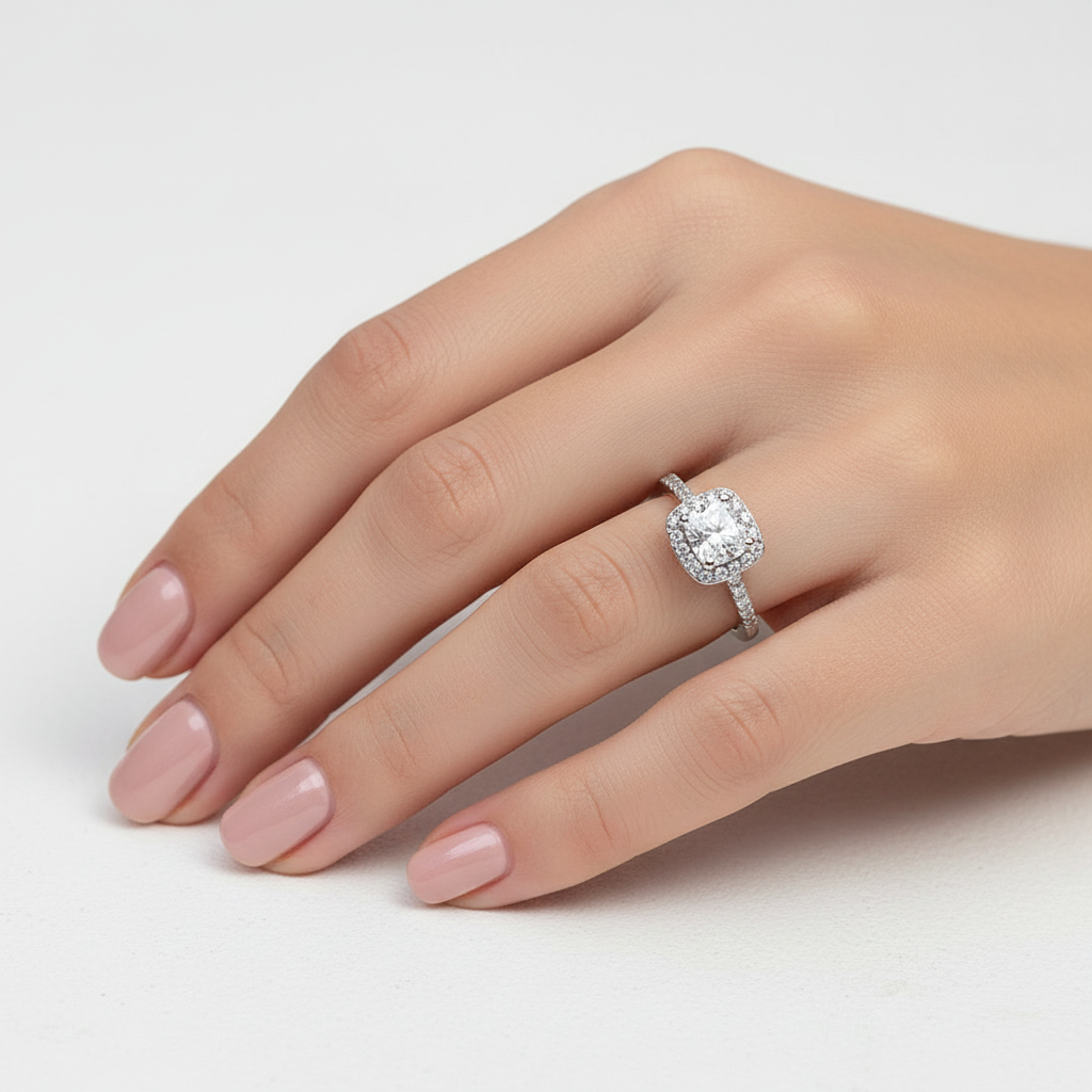 UNI-11019-2- Diamonds Square Silver- Ring