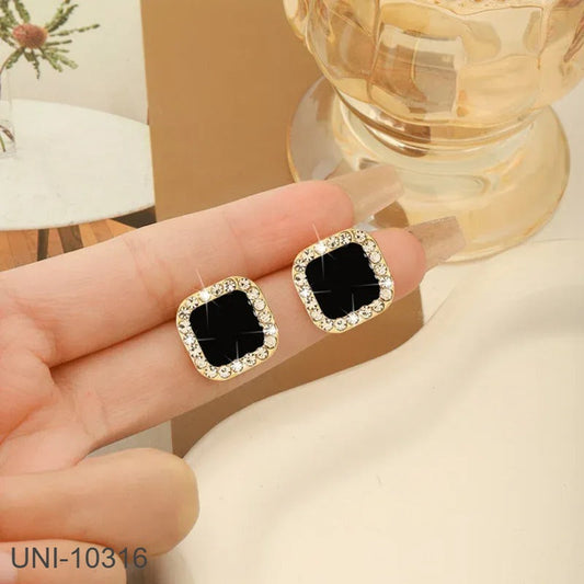 UNI-10316 - Black Square Sparkle  - Earring