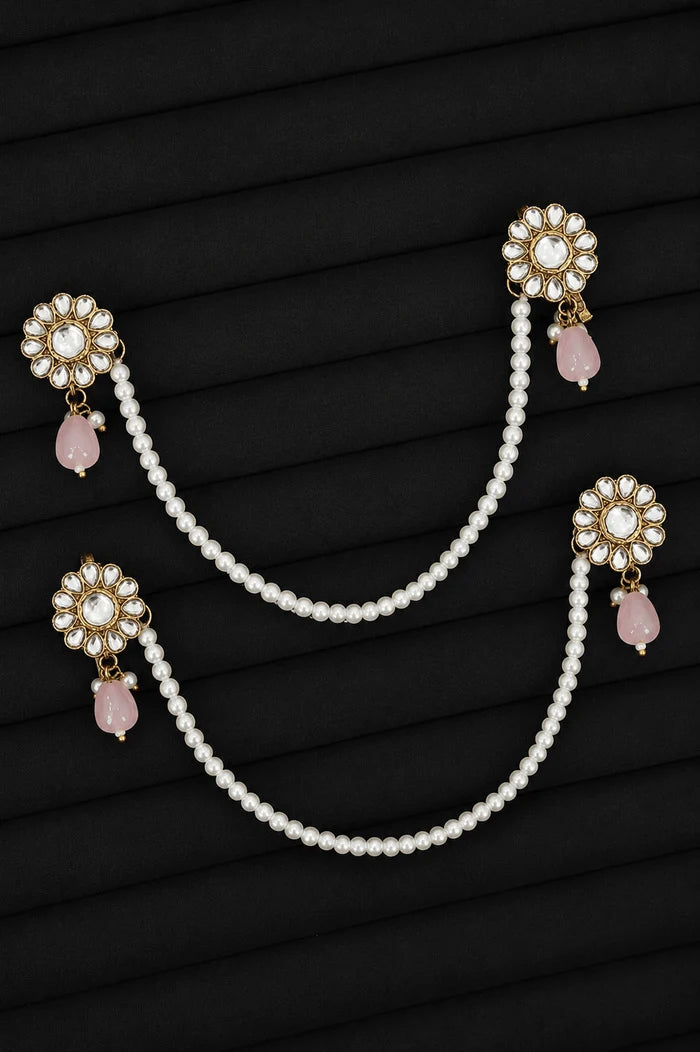 Elegant Antique Pearl Kundan Juray Saharay Earrings