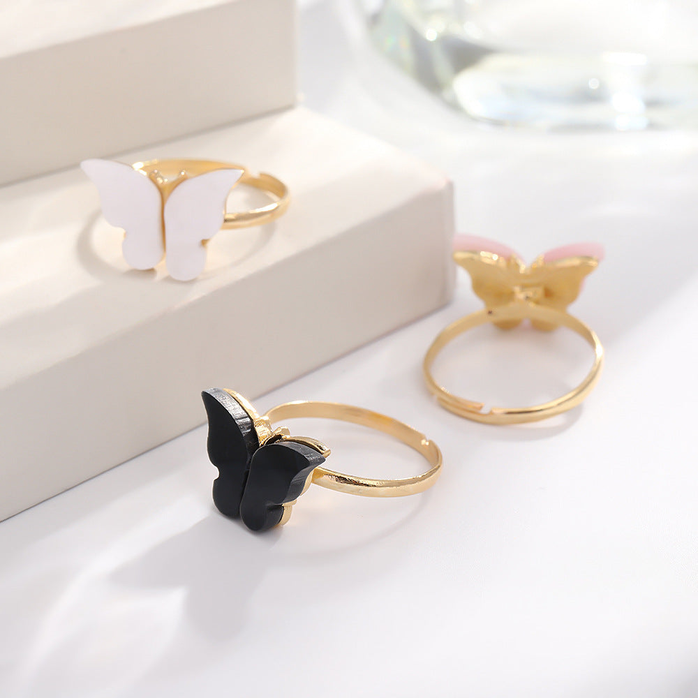 UNI-10554 - Pink Butterfly Pearl Gold - Jewelry Set