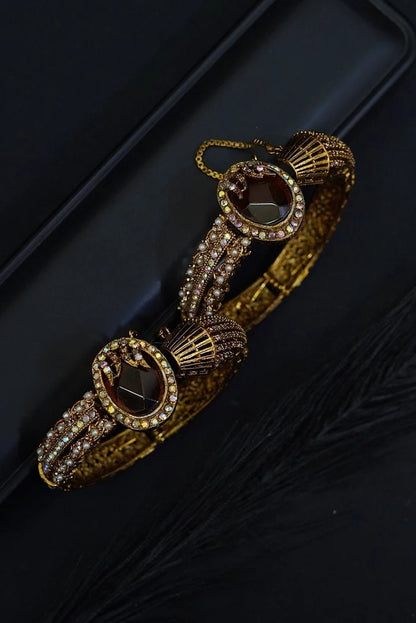 2 Pcs Antique Ottoman Style Gems Kangan