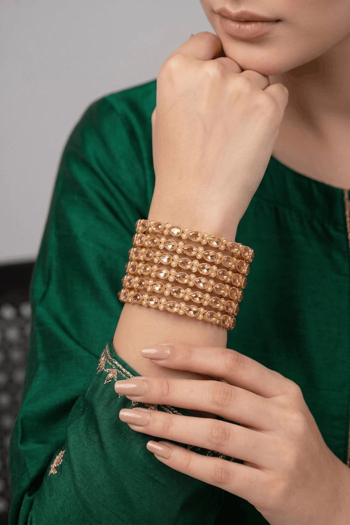 Designer Semi-Precious Stones 6 Pieces Bangles Set
