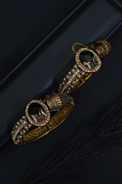 2 Pcs Antique Ottoman Style Gems Kangan