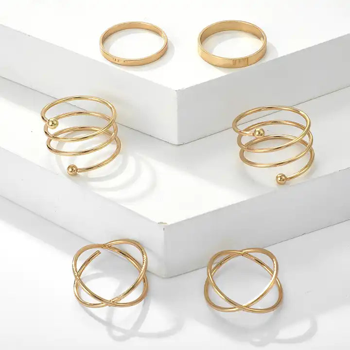 UNI-10165-4  - Gold  Foil - Ring Set Of 6