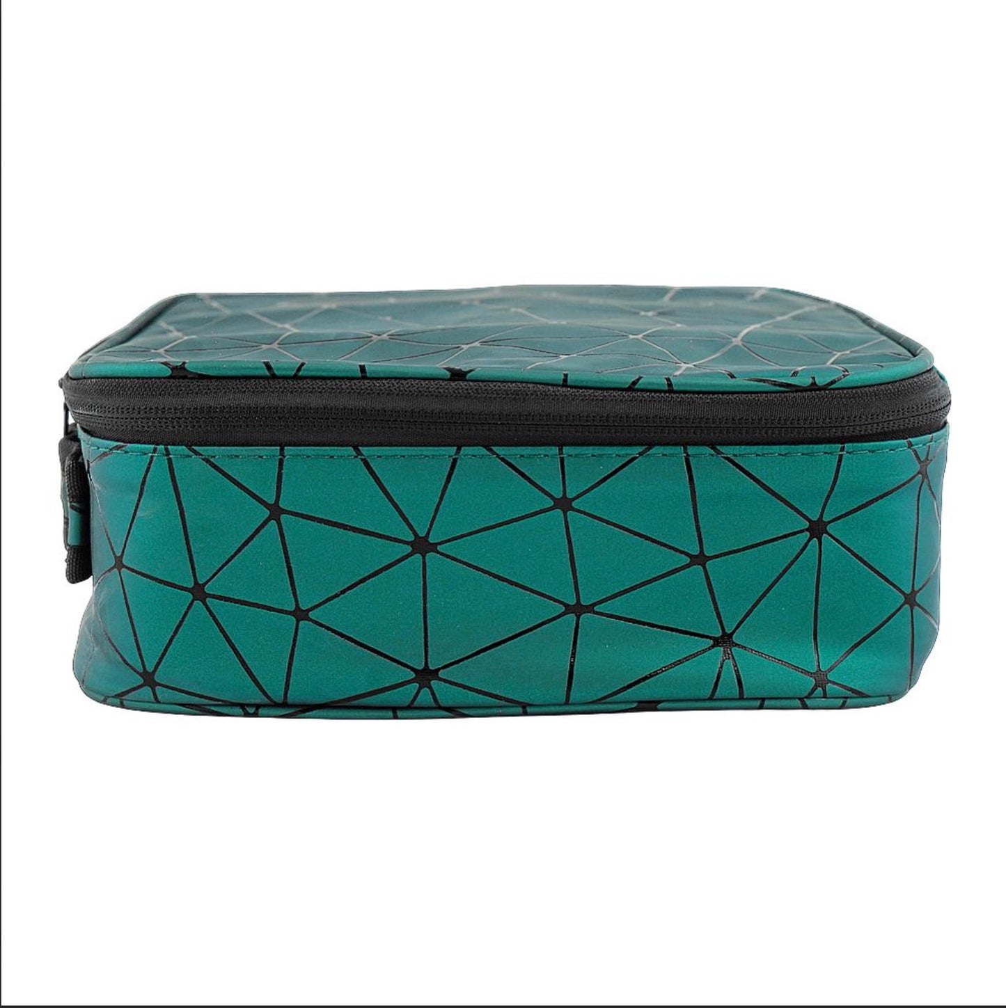 AJF PU Diamond Print Cosmetic Bag Organizer, Large, 25 x 22 x 8cm, Green